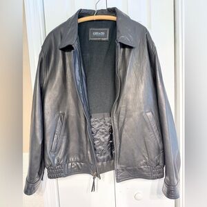 Joseph & Feiss Black Leather Bomber Jacket